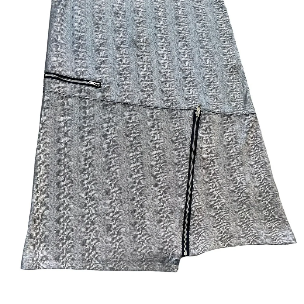 Mia New York Girl’s Size Large‎ Silver Metallic Zip Detail Snakeskin Print Dress